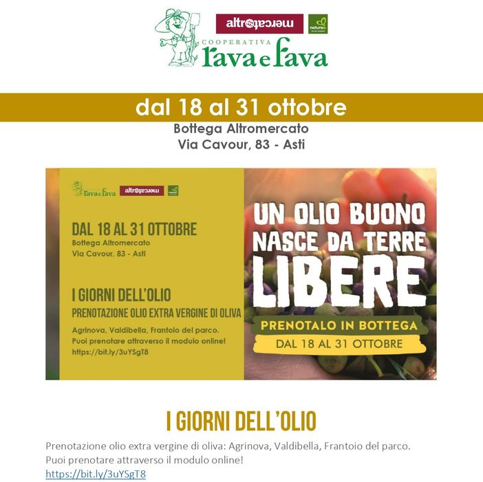 Alla bottega Rava e Fava di via Cavour ad Asti, si prenota l'olio extra vergine di oliva