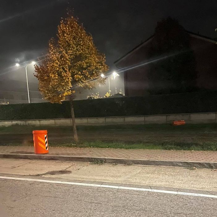 Il velox 'diviso' in due in corso Alba (foto Facebook)