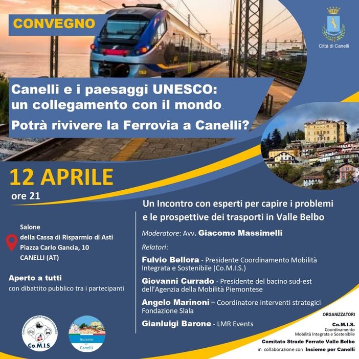 Canelli e la mobilità del futuro: un convegno per rivisitare la ferrovia e l’eredità UNESCO