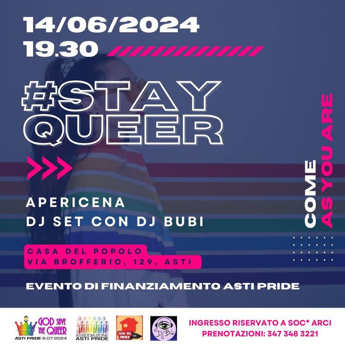 #Stayqueer: si avvicina Asti Pride con l'evento Come as you are #Stayqueer: si avvicina Asti Pride con l'evento Come as you are