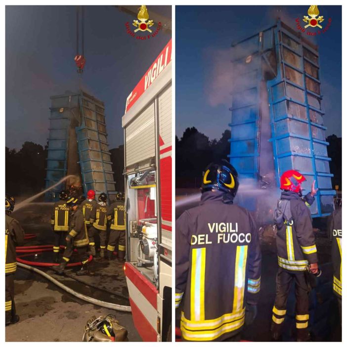 Va a fuoco un compattatore di carta alla Smurfit Kappa di Asti Va a fuoco un compattatore di carta alla Smurfit Kappa di Asti