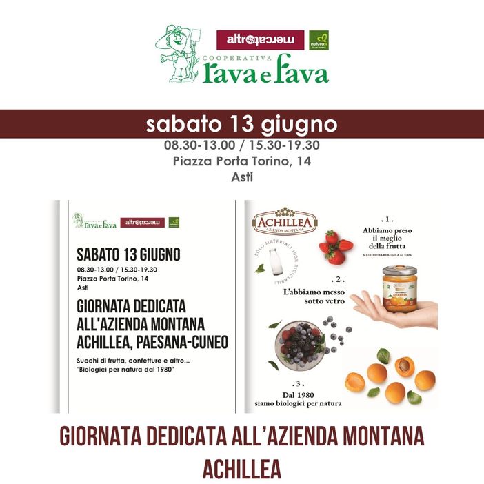 Succhi di frutta, marmellate biologiche di grande qualità, nella giornata dedicata ad Achillea Succhi di frutta, marmellate biologiche di grande qualità, nella giornata dedicata ad Achillea