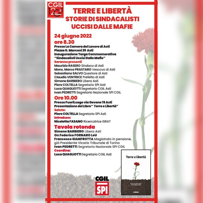 Al Fuoriluogo di Asti commemorazione per i sindacalisti vittime di mafia Al Fuoriluogo di Asti commemorazione per i sindacalisti vittime di mafia