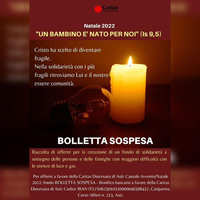 Caritas lancia 'iniziativa "Bolletta sospesa", un sostegno per i più fragili