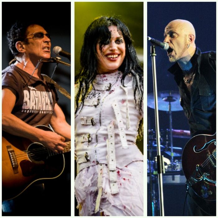 Un collage di alcuni degli artisti protagonisti della rassegna: Edoardo Bennato, Cristina Scabbia (cantante e leader dei Lacuna Coil) e Paolo 'Pau' Bruni (cantante e leader dei Negrita)