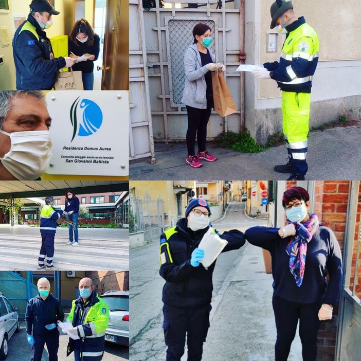 Un collage fotografico di precedenti consegne di mascherine da parte della Protezione civile piemontese (immagine tratta dal profilo Facebook dell'assessore Gabusi) Un collage fotografico di precedenti consegne di mascherine da parte della Protezione civile piemontese (immagine tratta dal profilo Facebook dell'assessore Gabusi)