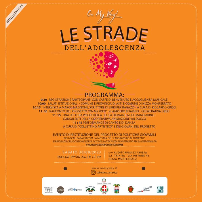 A Nizza Monferrato l'ultima tappa del progetto &quot;ON MY WAY&quot; con il tema dell'adolescenza