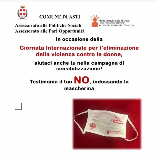 Ad Asti mascherine contro la violenza. Un messaggio per non dimenticare