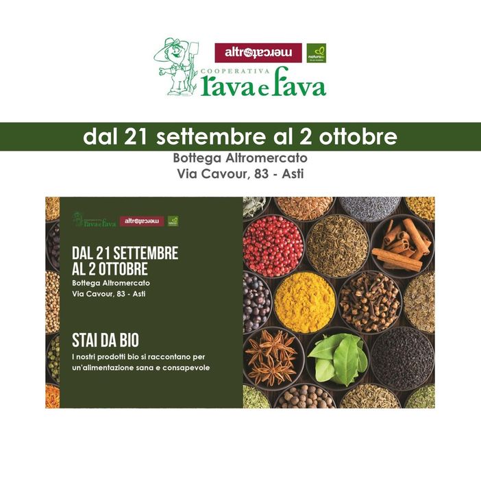 Quindici giorni dedicati al biologico alla Rava e Fava di Asti con 'Stai da bio'