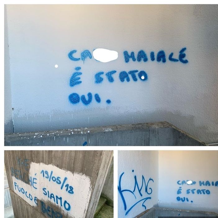 Scritte sui muri al Palazzetto dello Sport di Asti