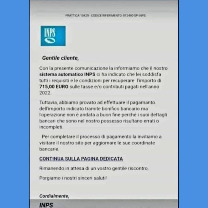 Attenti alla (ennesima) nuova truffa online che sembra arrivare da Inps Attenti alla (ennesima) nuova truffa online che sembra arrivare da Inps