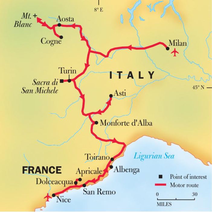La mappa con il percorso proposto (immagine tratta dal sito www.nationalgeographic.com)