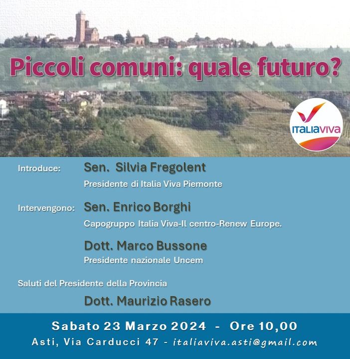 La tavola rotonda sul futuro dei piccoli comuni piemontesi parte da Italia Viva