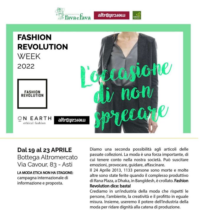 Alla Bottega Rava e Fava di Asti la campagna internazionale 'Fashion Revolution Week 2022'