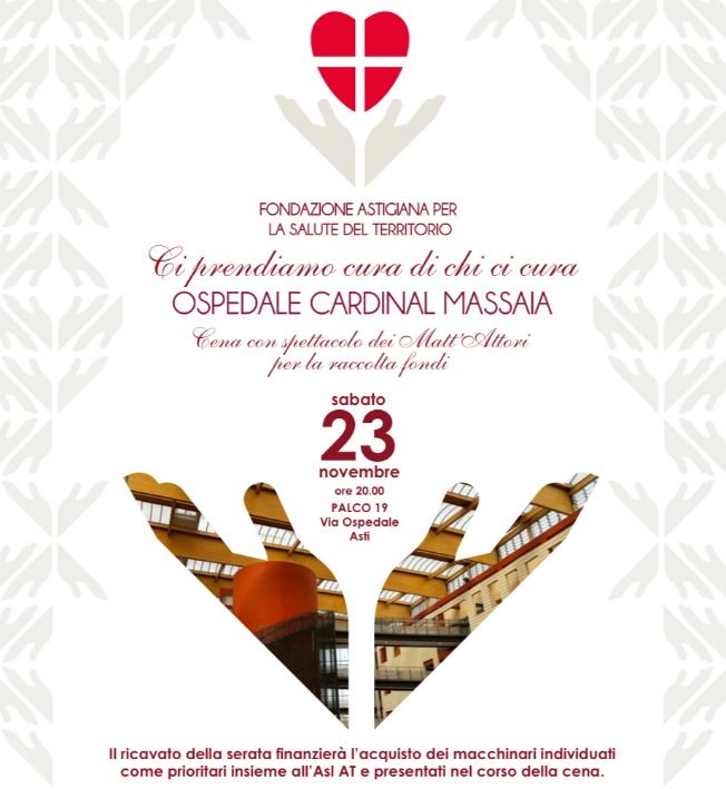 "Ci prendiamo cura di chi cura", cena spettacolo con la Fondazione astigiana per la salute del territorio