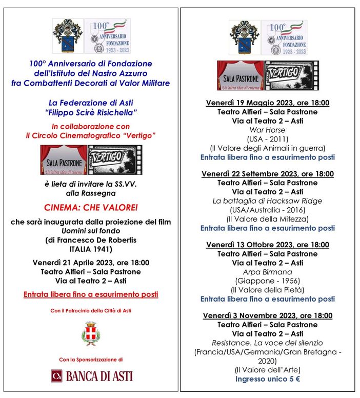 Prosegue il conto alla rovescia verso la prima edizione della rassegna “Cinema: che valore!"