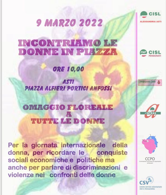 “Incontriamo le donne in piazza" con la Cisl e i pensionati di Alessandria e Asti “Incontriamo le donne in piazza" con la Cisl e i pensionati di Alessandria e Asti