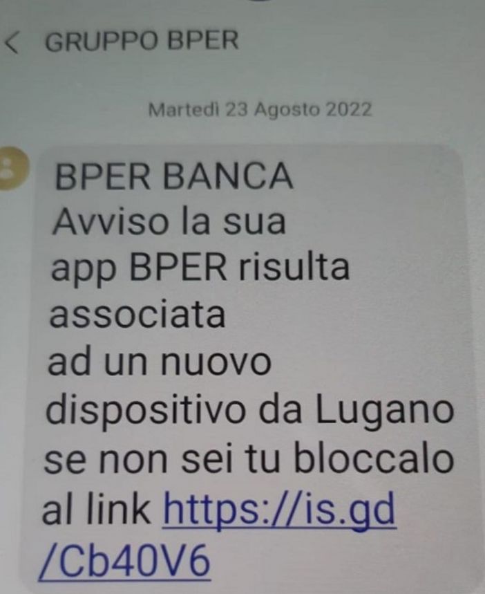 Truffe online: smishing ai danni dei correntisti di BPER Banca. L’allerta della Polizia Postale Truffe online: smishing ai danni dei correntisti di BPER Banca. L’allerta della Polizia Postale