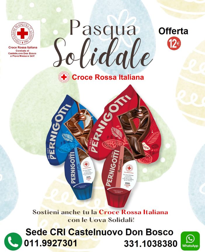 Castelnuovo Don Bosco: in piazza Dante lo stand delle uova solidali della Croce Rossa Castelnuovo Don Bosco: in piazza Dante lo stand delle uova solidali della Croce Rossa