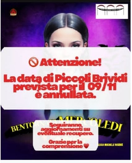 Annullato lo spettacolo "Bentornata Mercoledì" al Teatro Alfieri