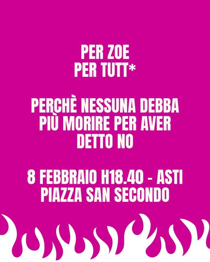 Asti scende in piazza per Zoe Trinchero con Non una di meno: "Perché nessuna debba più morire per avere detto no" Asti scende in piazza per Zoe Trinchero con Non una di meno: "Perché nessuna debba più morire per avere detto no"