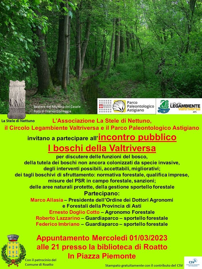 L'importanza dei boschi al centro di un convegno in programma a Roatto L'importanza dei boschi al centro di un convegno in programma a Roatto