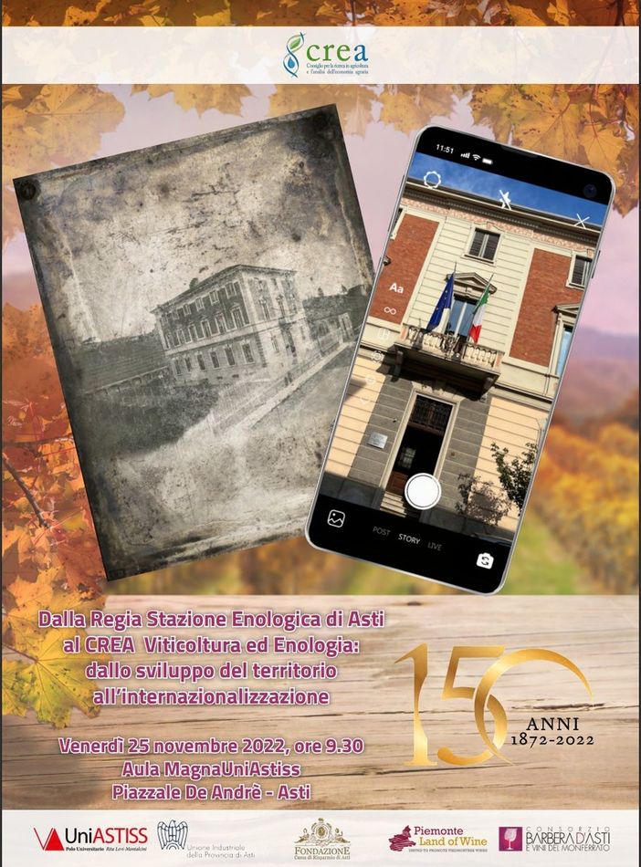 Un convegno celebrativo del 150° anniversario del della sede di Asti del Centro di Ricerca Viticoltura ed Enologia Un convegno celebrativo del 150° anniversario del della sede di Asti del Centro di Ricerca Viticoltura ed Enologia