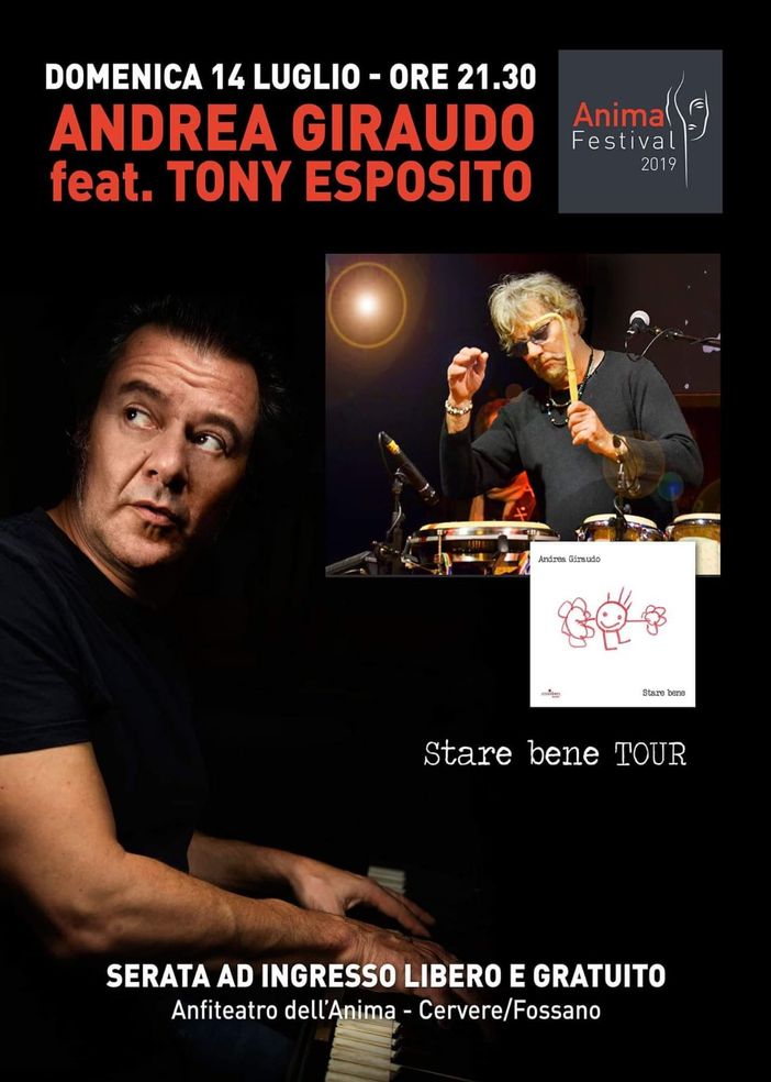 Parte l'Anima Festival: sul palco dell'evento internazionale duetteranno anche Andrea Giraudo e Tony Esposito