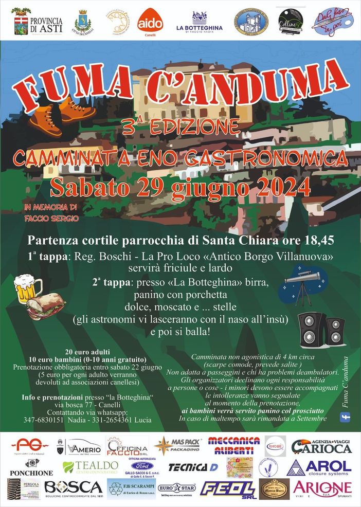A Canelli torna la camminata in memoria di Sergio Faccio A Canelli torna la camminata in memoria di Sergio Faccio