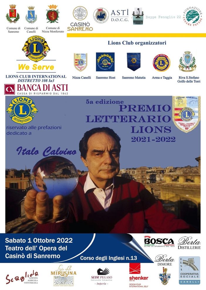 Sabato 1 ottobre la cerimonia del Premio letterario Lions 2021-2022