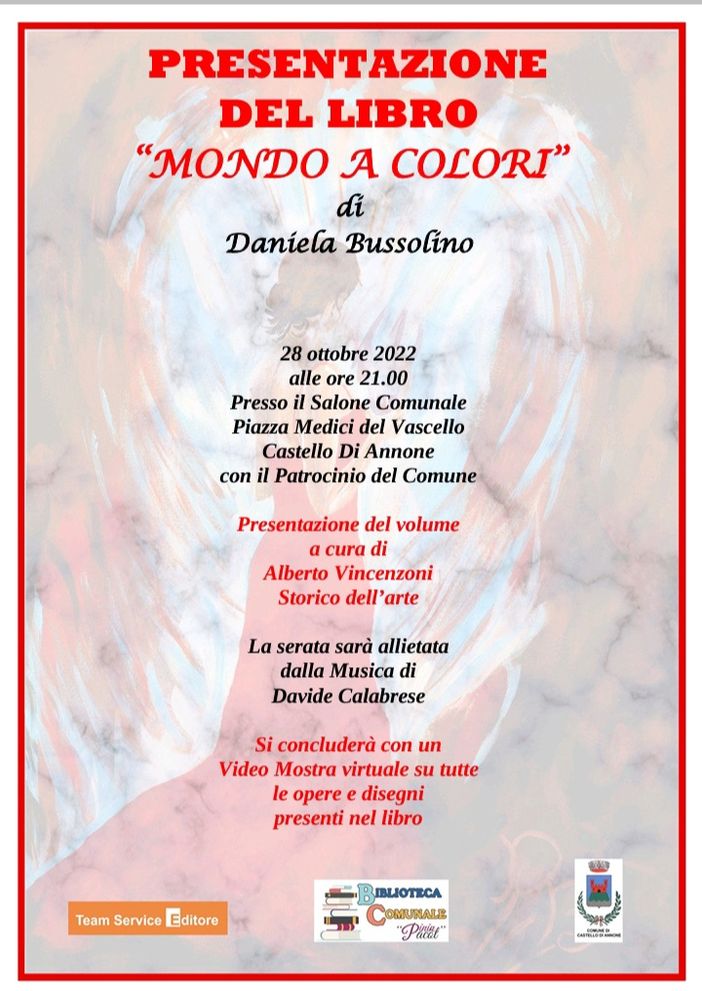 Domani sera a Castello di Annone si presenterà il libro "Mondo a colori", di Daniela Bussolino