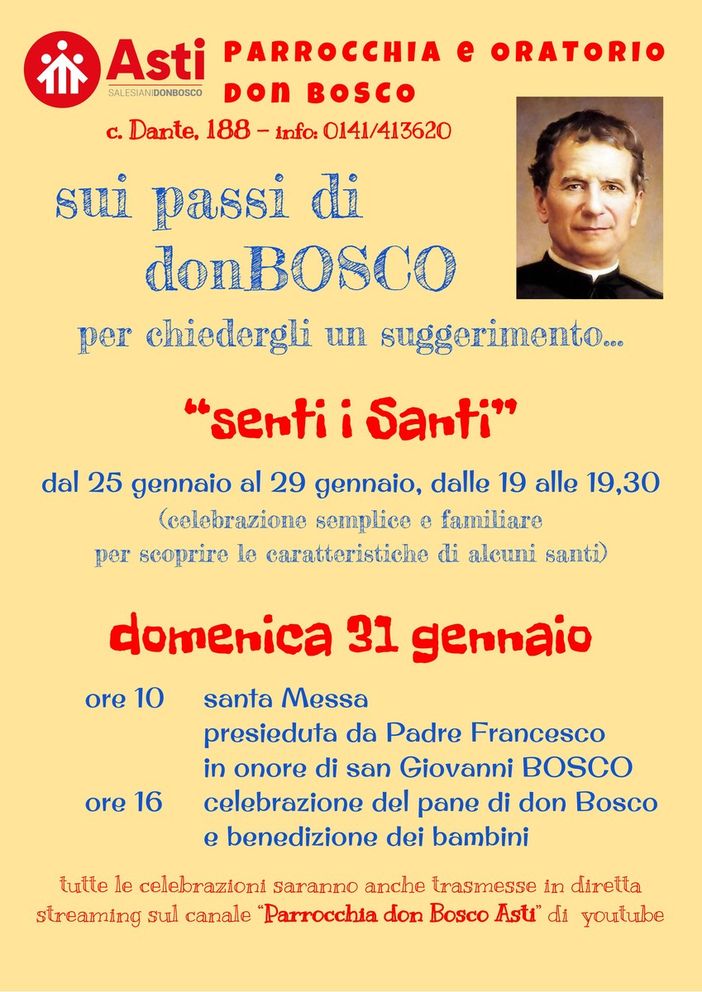 Da lunedì celebrazioni e momenti di riflessione per la festa di don Bosco