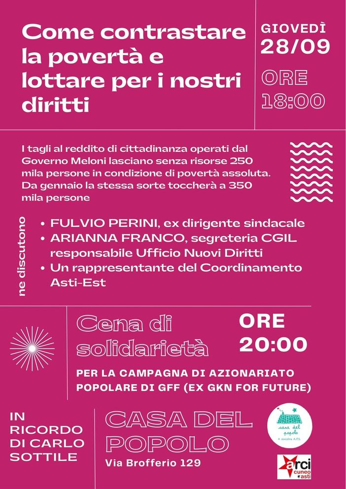 Convegno alla Casa del Popolo per discutere di povertà e diritti, con Carlo Sottile nel cuore