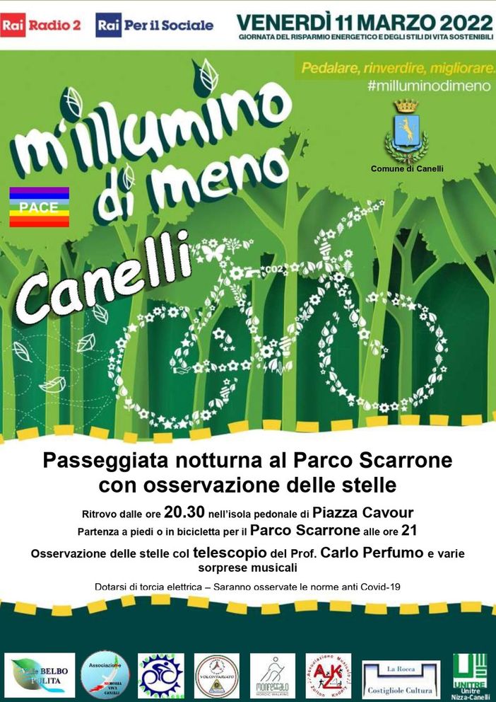 Passeggiata notturna al Parco Scarrone di Canelli, per "M'illumino di meno 2022" Passeggiata notturna al Parco Scarrone di Canelli, per "M'illumino di meno 2022"