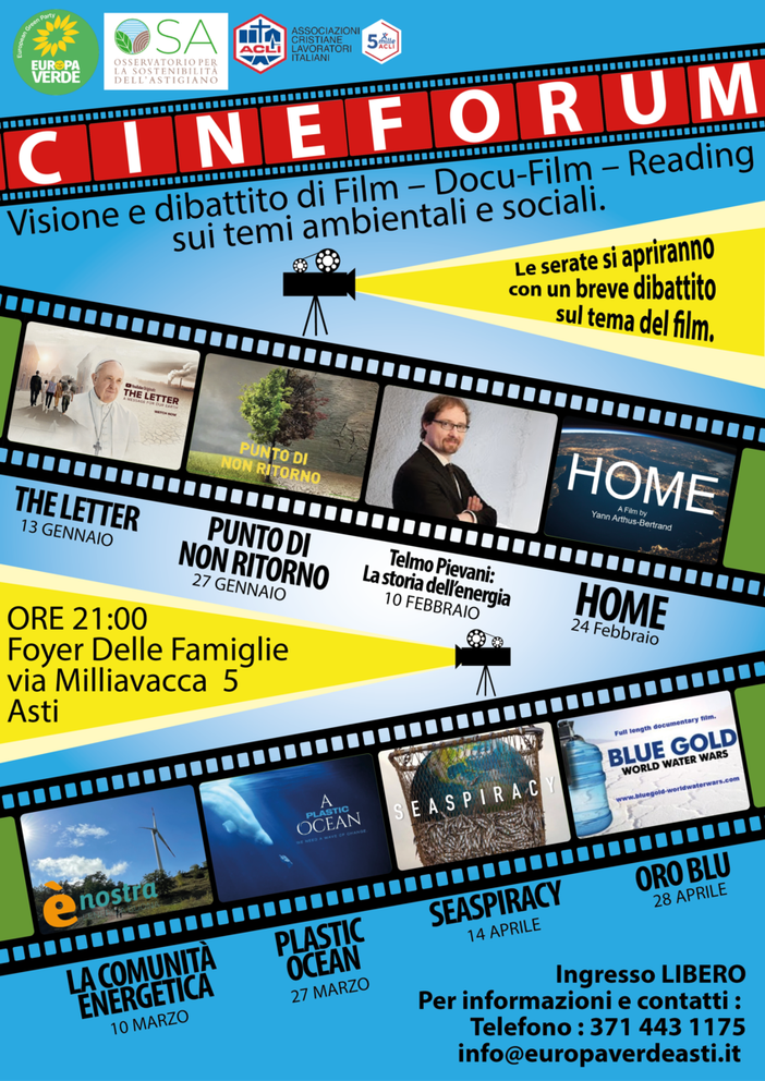 Cineforum in arrivo per divulgare la cultura ecologista e promuovere un dibattito costruttivo