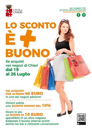 A Chieri parte l'iniziativa &quot;Lo sconto è + buono&quot; per rilanciare il commercio e i consumi