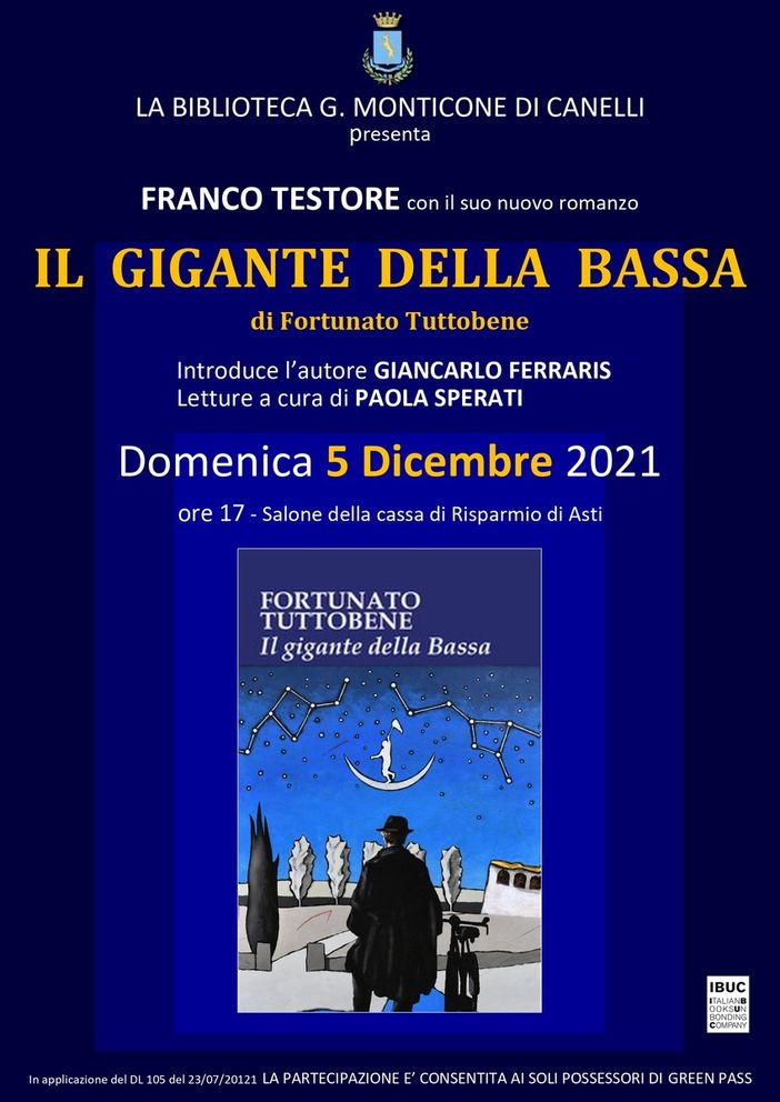 A Canelli il dottor Franco Testore presenta il suo libro 'Il gigante della Bassa'