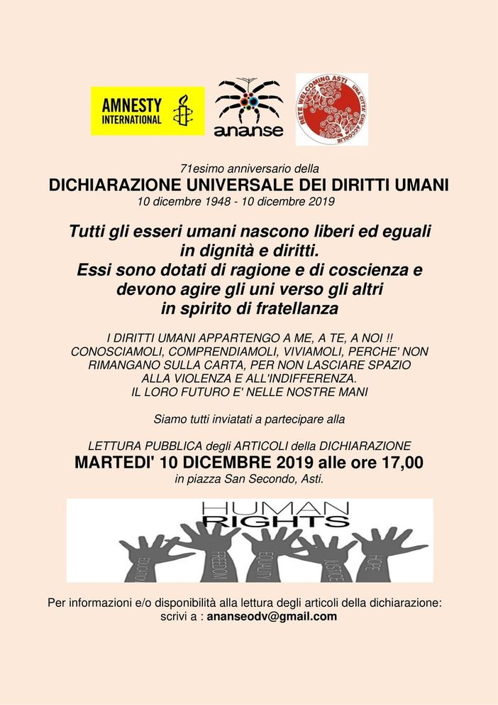 Il 10 dicembre ricorre l'anniversario della Dichiarazione Universale dei Diritti Umani Il 10 dicembre ricorre l'anniversario della Dichiarazione Universale dei Diritti Umani