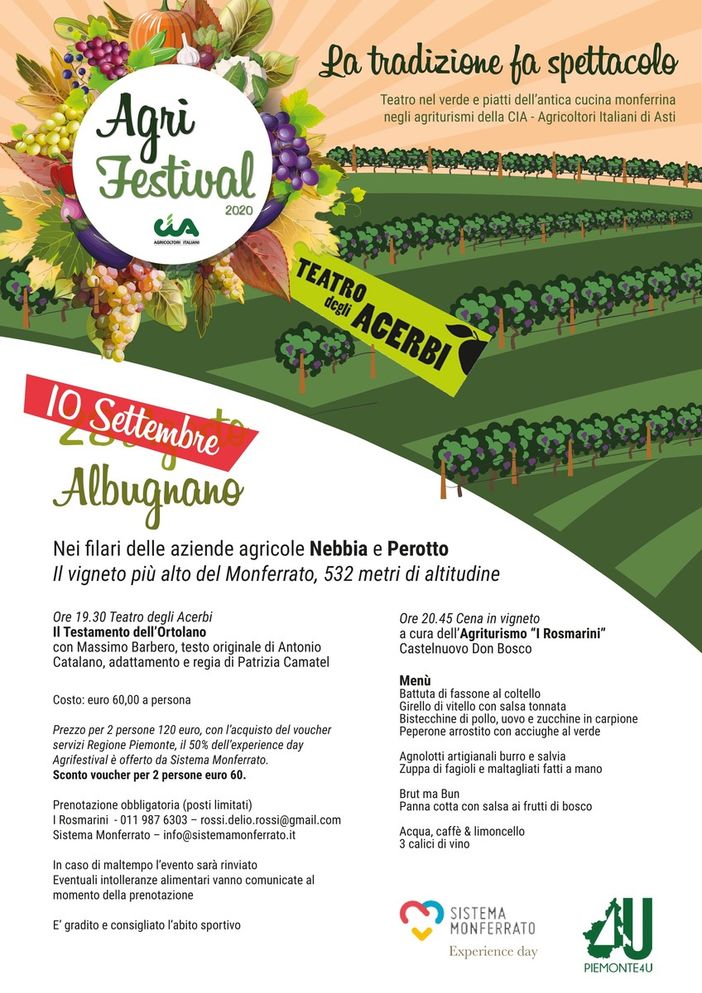 Rinvio, causa previsioni meteo avverse, per l’Agrifestival Cia
