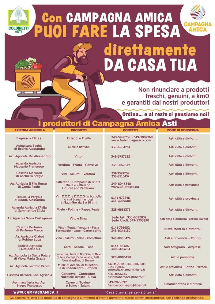Coldiretti Campagna Amica: aumentano le aziende agricole che portano spesa a domicilio Coldiretti Campagna Amica: aumentano le aziende agricole che portano spesa a domicilio