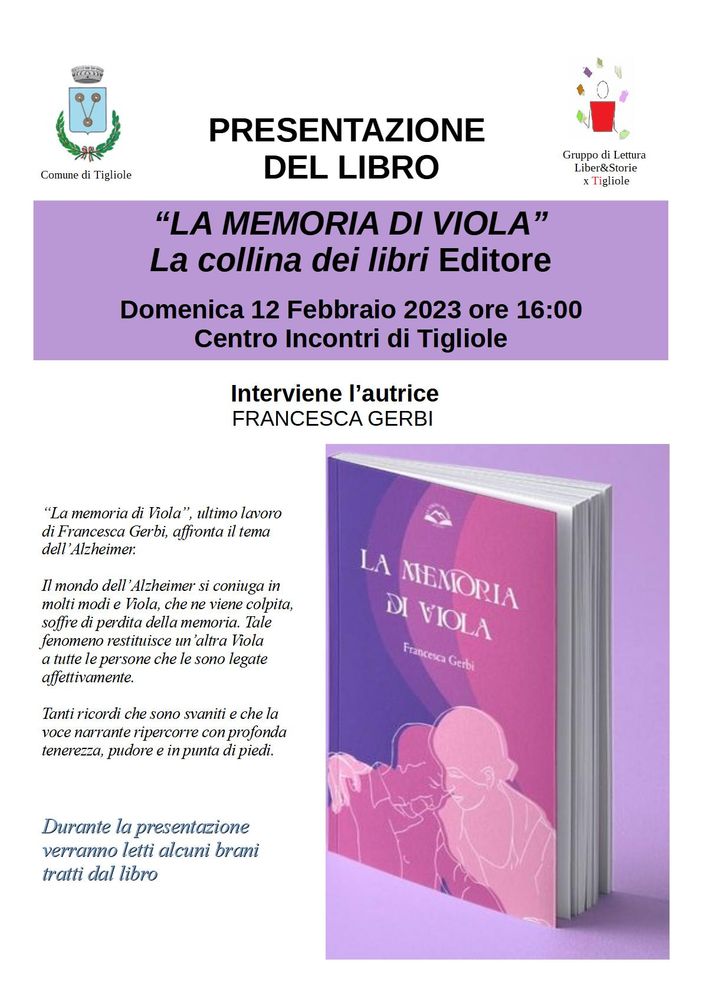 Domenica 12 a Tigliole il Gruppo di Lettura Liber&Storie incontrerà l’autrice Francesca Gerbi Domenica 12 a Tigliole il Gruppo di Lettura Liber&Storie incontrerà l’autrice Francesca Gerbi