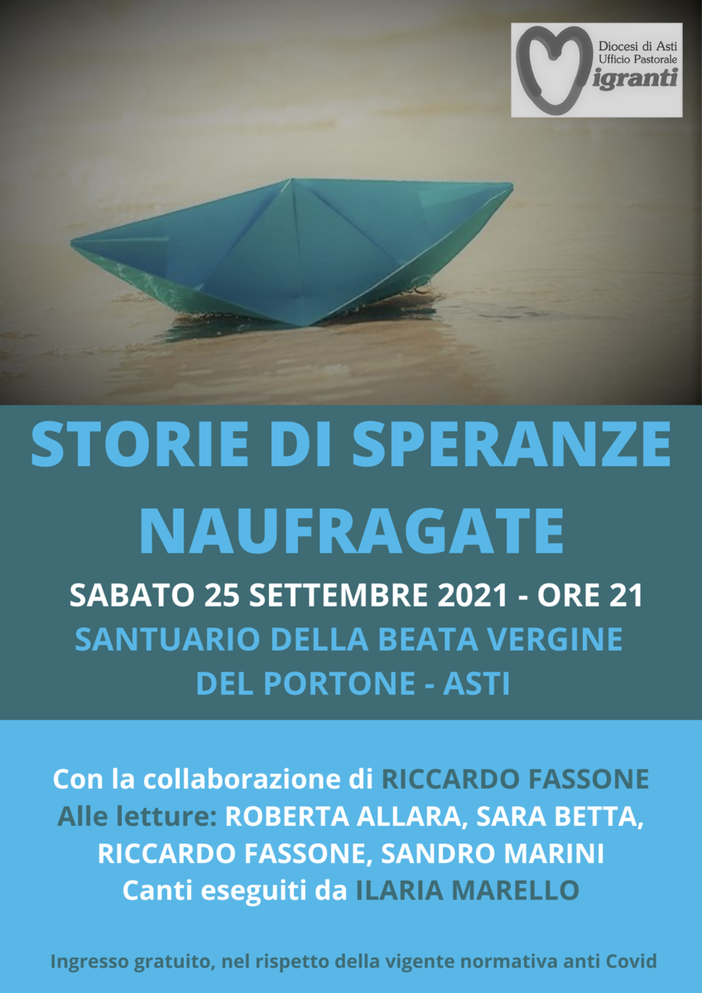 Questa sera "Storie di speranze naufragate" al santuario della Madonna del Portone Questa sera "Storie di speranze naufragate" al santuario della Madonna del Portone