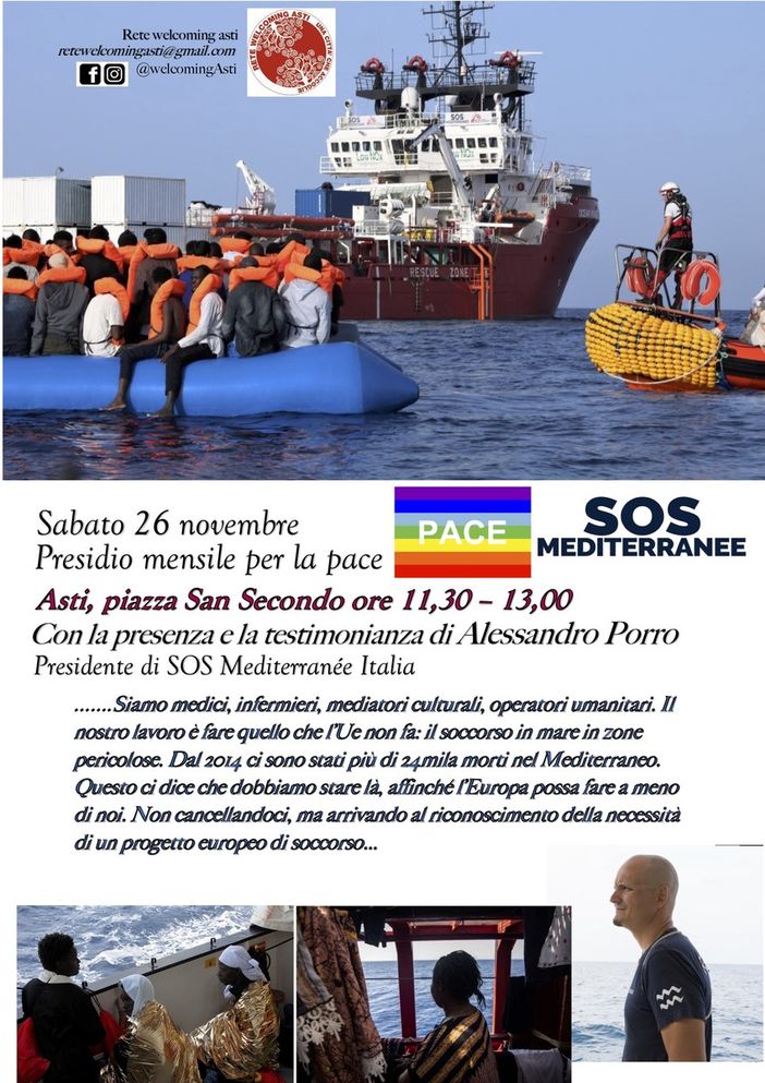 Sabato ad Asti un presidio della Rete Welcoming con le testimonianze di Alessandro Porro