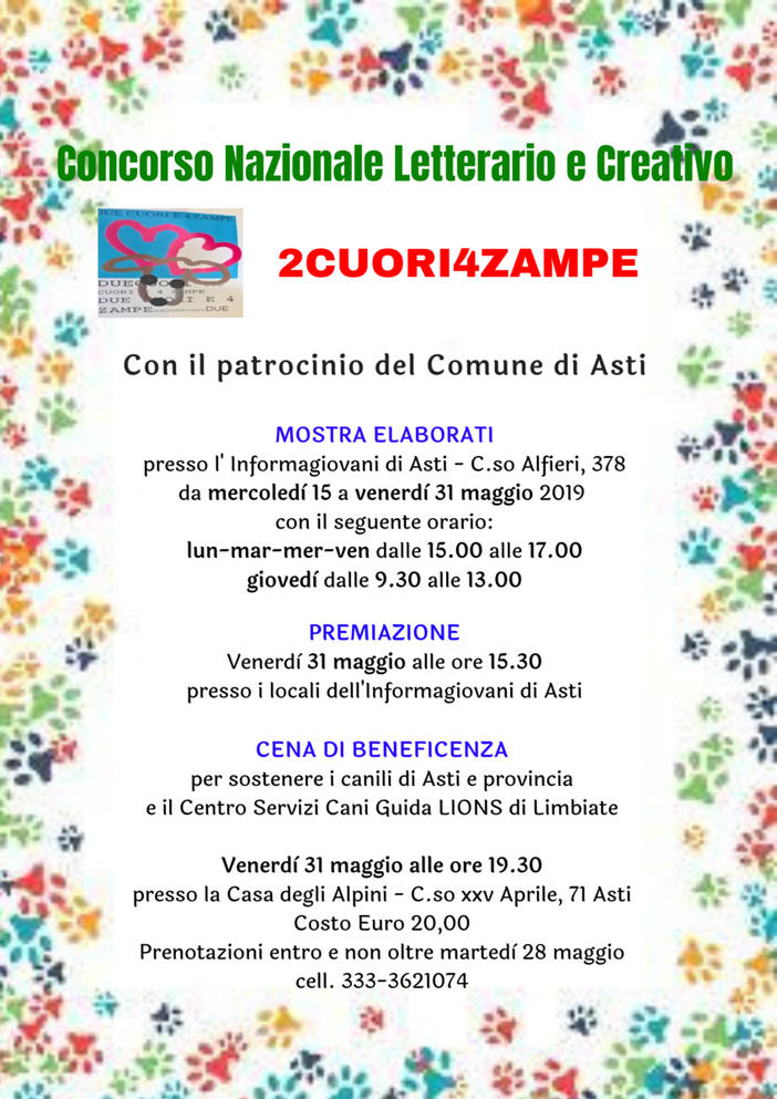 Da mercoledì, l’Informagiovani ospiterà le opere partecipanti a “2CUORI4ZAMPE”