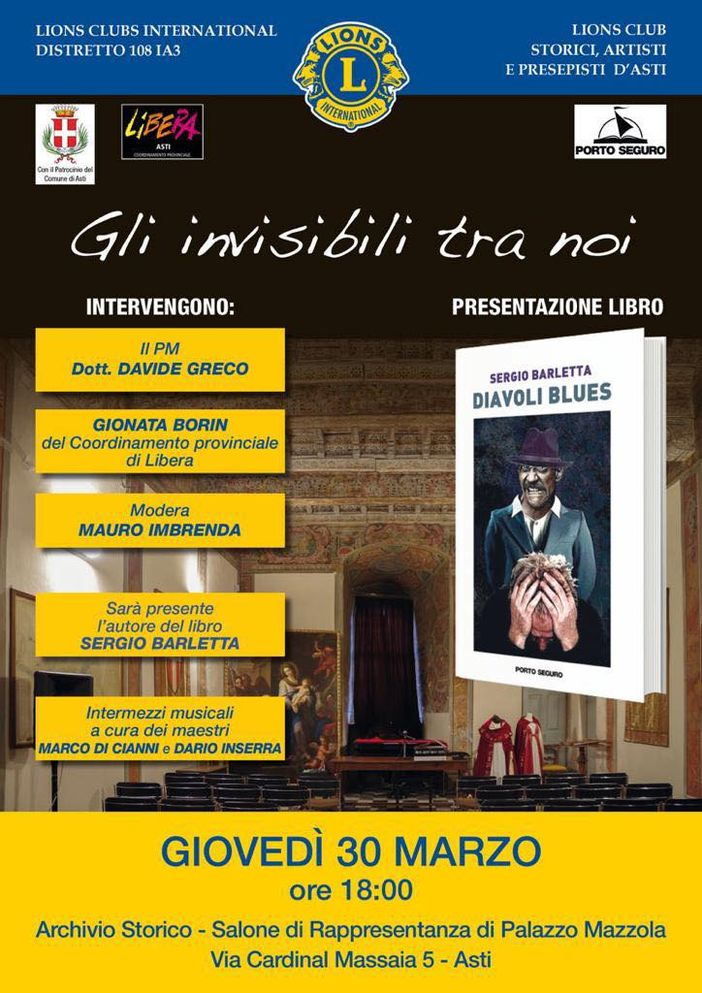Il Lions Club Storici, Artisti e Presepisti d’Asti presenterà il libro “Diavoli Blues” Il Lions Club Storici, Artisti e Presepisti d’Asti presenterà il libro “Diavoli Blues”