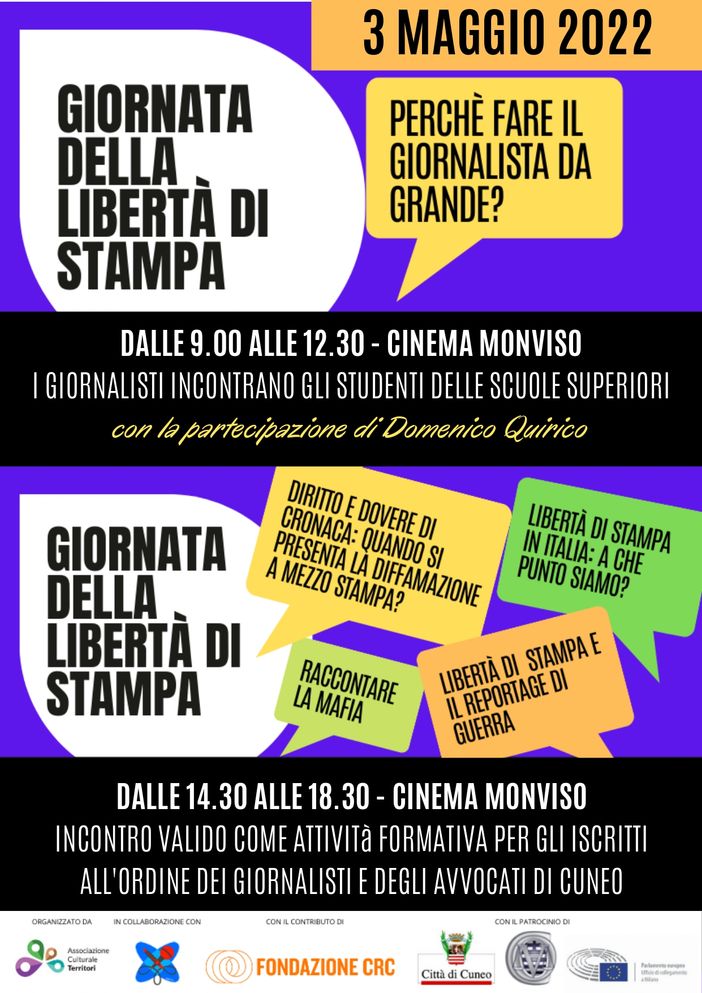 La locandina della giornata dedicata alla libertà di stampa