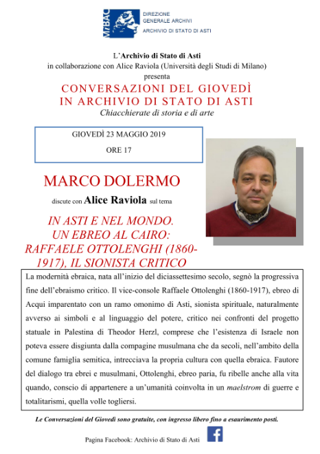 Conversazione in Archivio di Stato sulla figura di Raffaele Ottolenghi