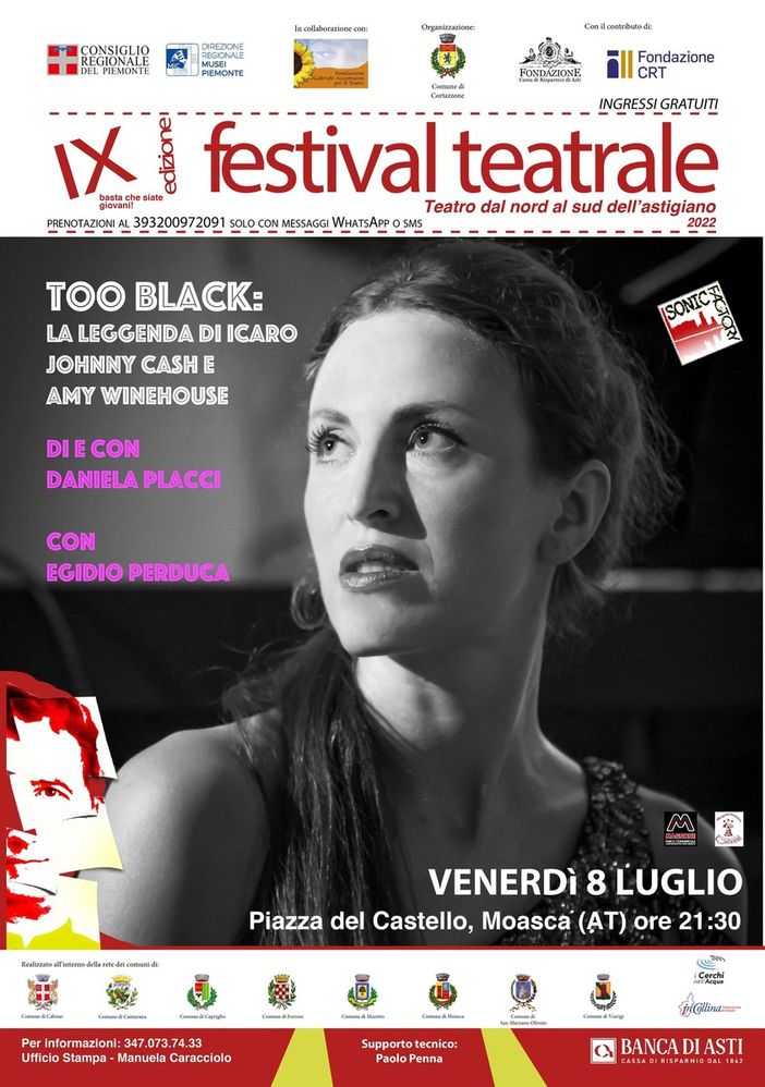 Venerdì 8 luglio a Moasca &quot;Too Black&quot;, per il festival teatrale &quot;Basta che siate giovani&quot;