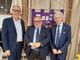 Nell'immagine, da sinistra a destra, il sindaco Cavallero, il presidente di Asti Musei Lepore e il presidente Lions Narciso