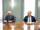 Rasero e l'AD del gruppo bancario Roberto Fiorini (alla sua destra), ritratti nel corso di un precedente incontro istituzionale